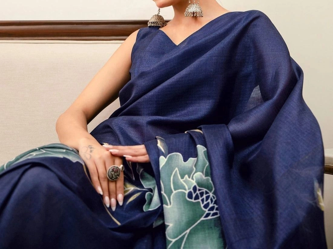 Tryloom Khadi Floral Printed Saree 14