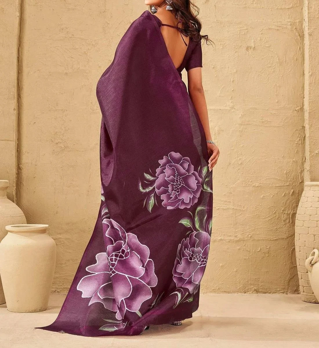 Tryloom Khadi Floral Printed Saree 13