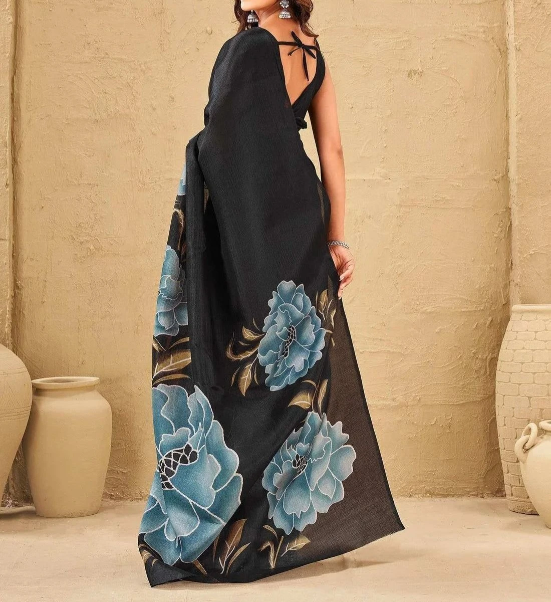 Tryloom Khadi Floral Printed Saree 12