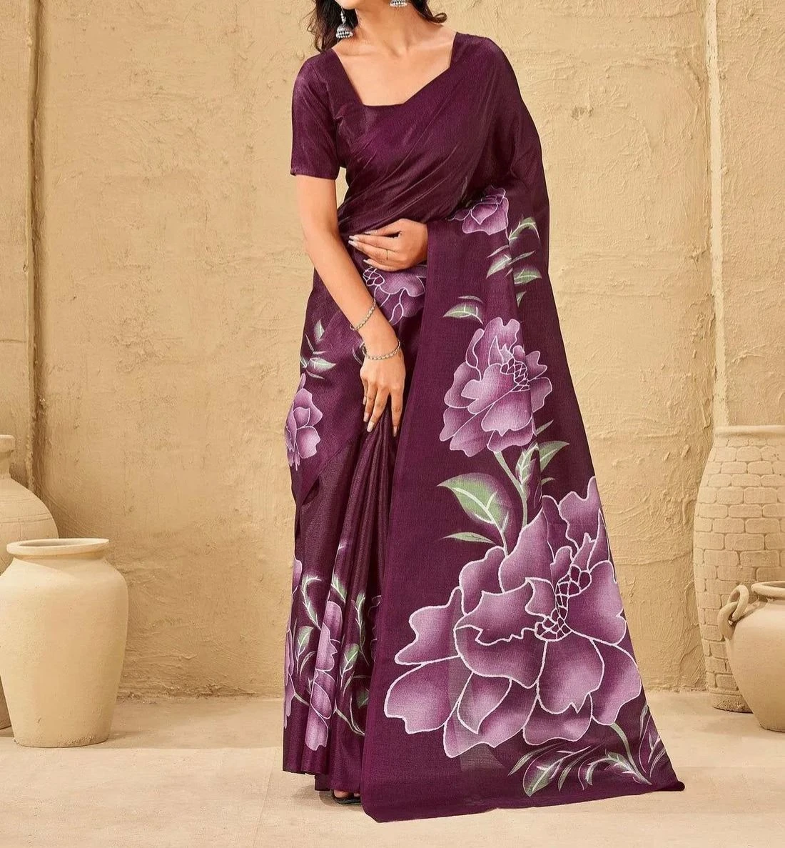 Tryloom Khadi Floral Printed Saree 3
