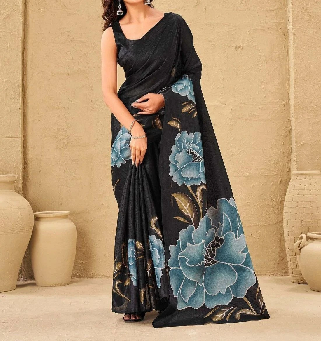 Tryloom Khadi Floral Printed Saree 4