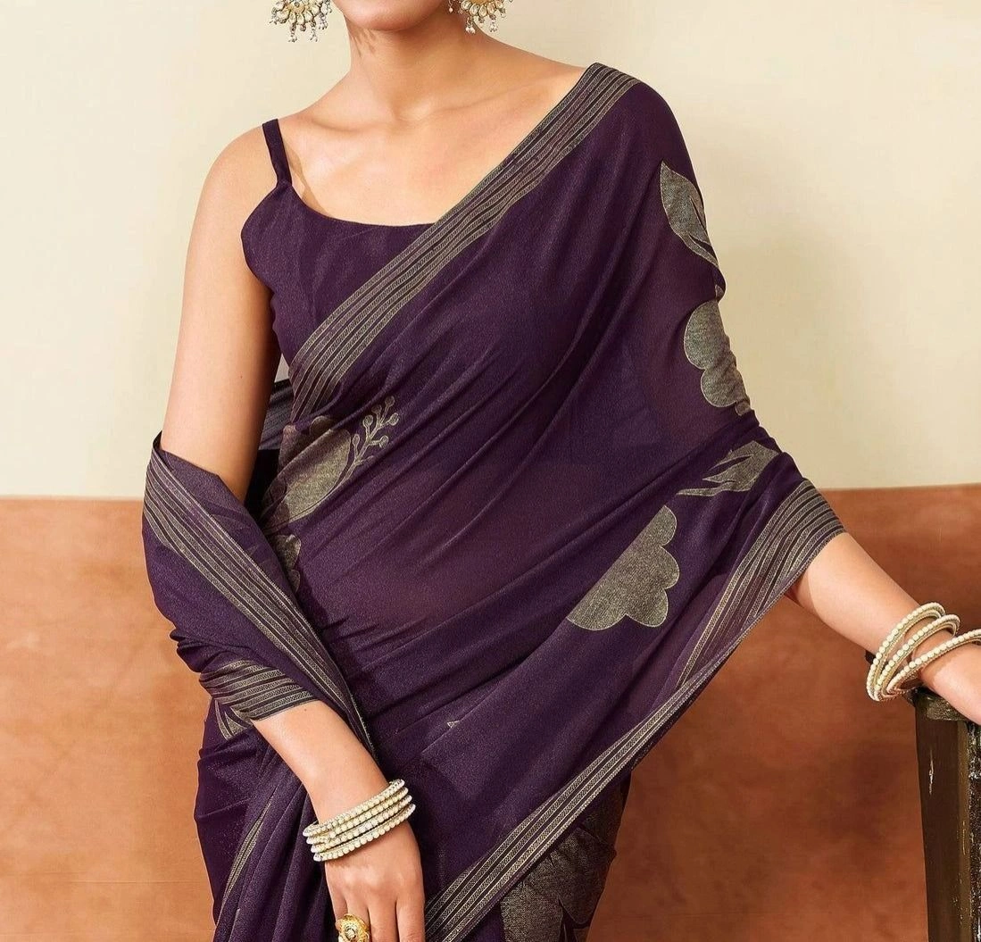 Tryloom Georgette Foil Printed Saree 2
