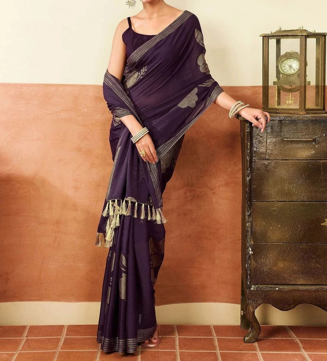 Tryloom Georgette Foil Printed Saree 5