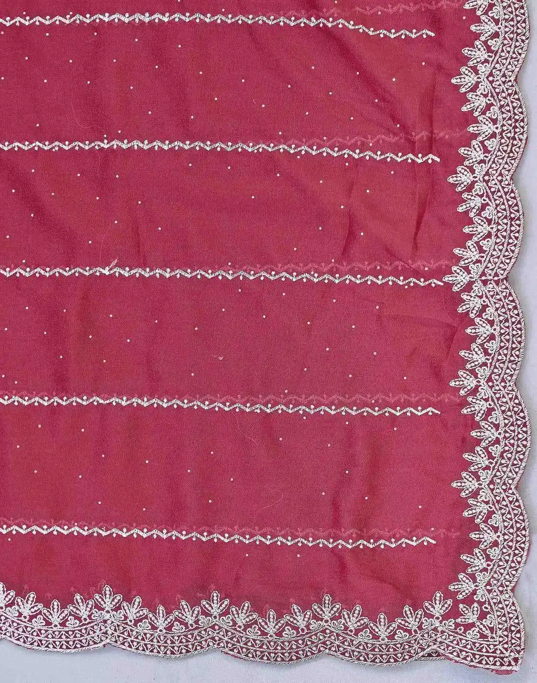 Tryloom Shimmer Georgette Embroidery Embellished Saree 10