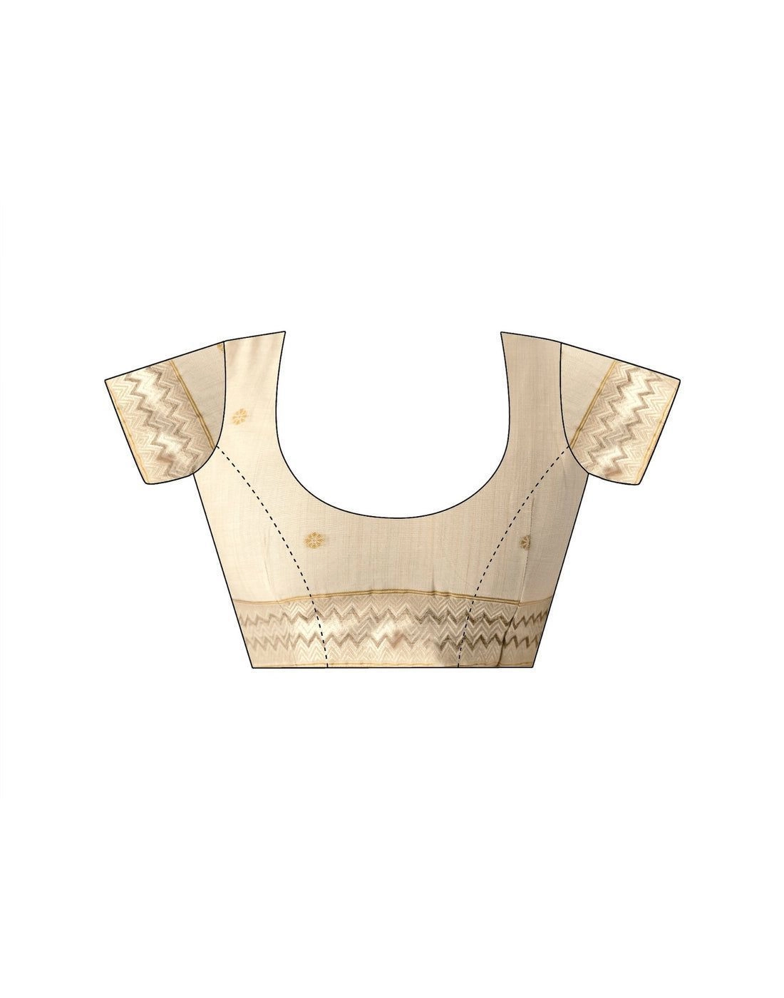 Tryloom Beige Chanderi Cotton Woven Onam Saree 12