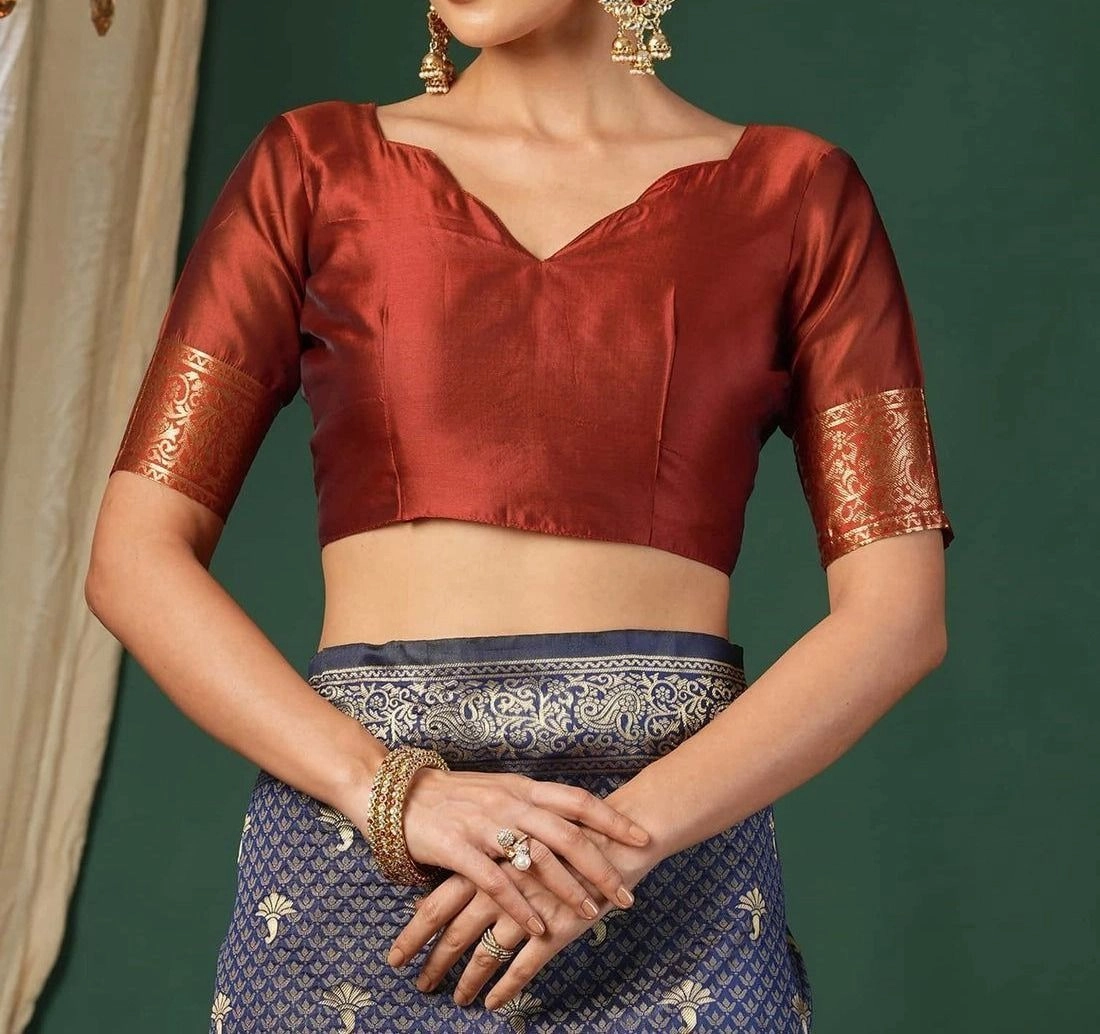 Tryloom Silk Blend Woven Banarasi Saree 8