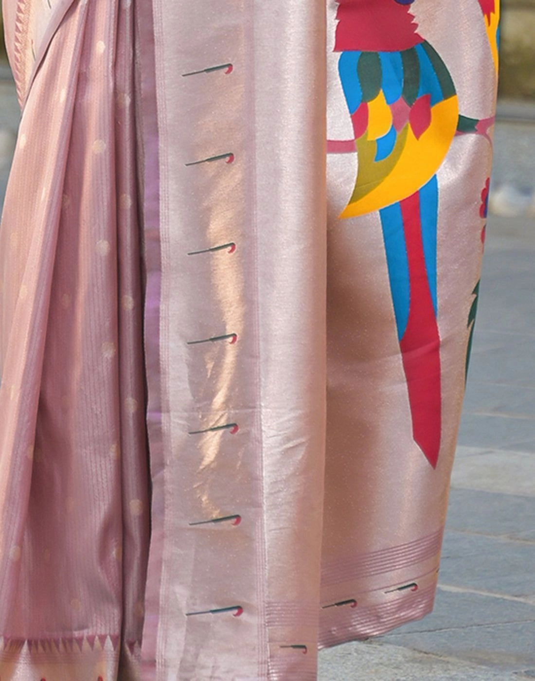 Tryloom Mauve Silk Woven Paithani Saree 12