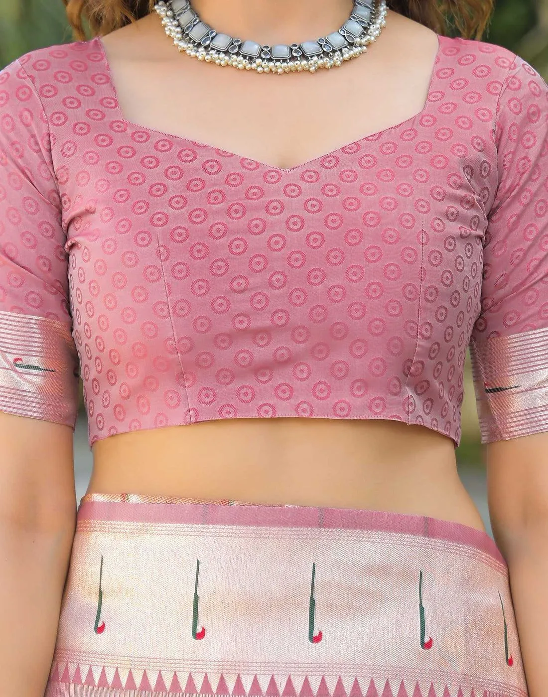 Tryloom Mauve Silk Woven Paithani Saree 14