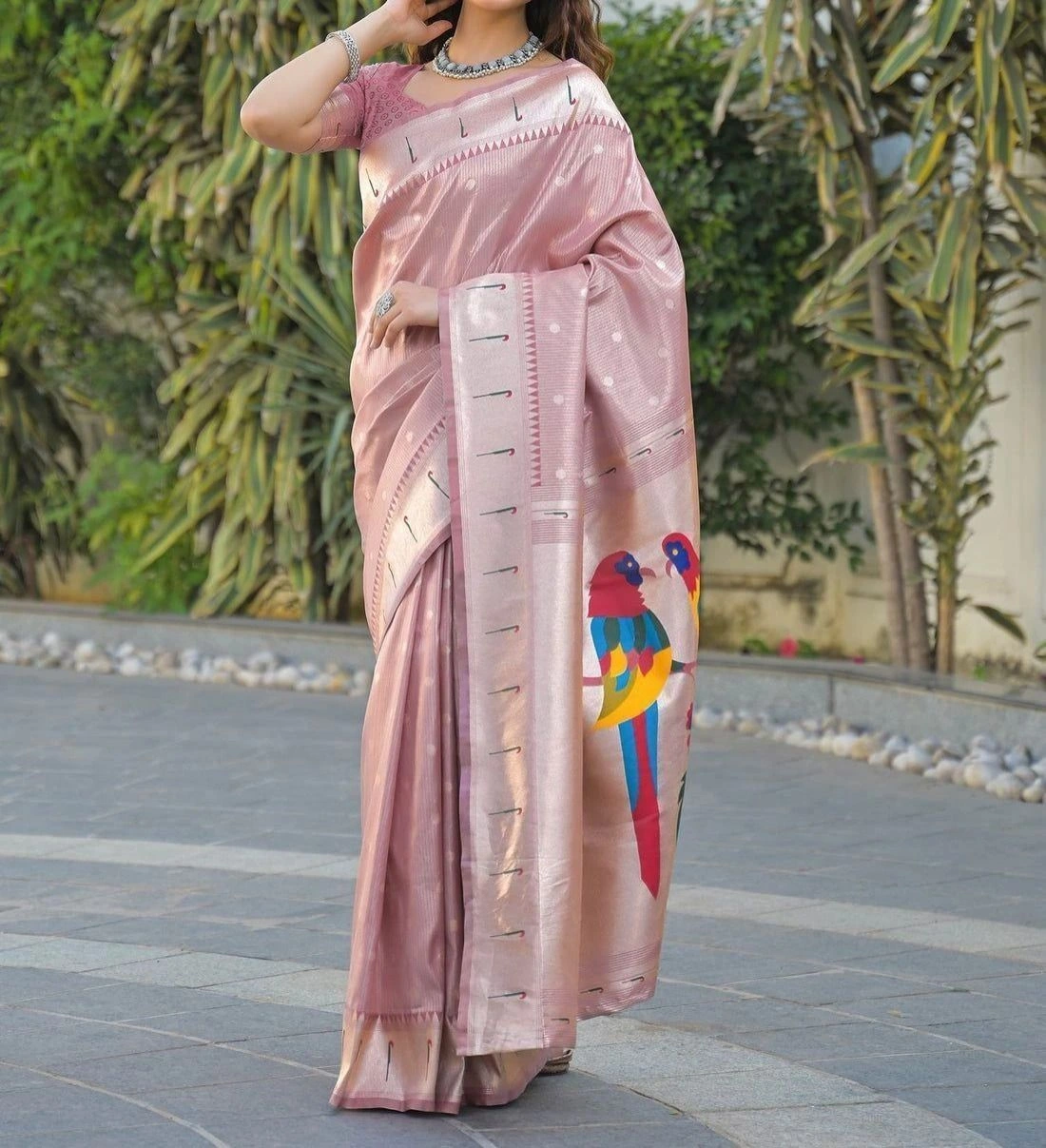 Tryloom Mauve Silk Woven Paithani Saree 1