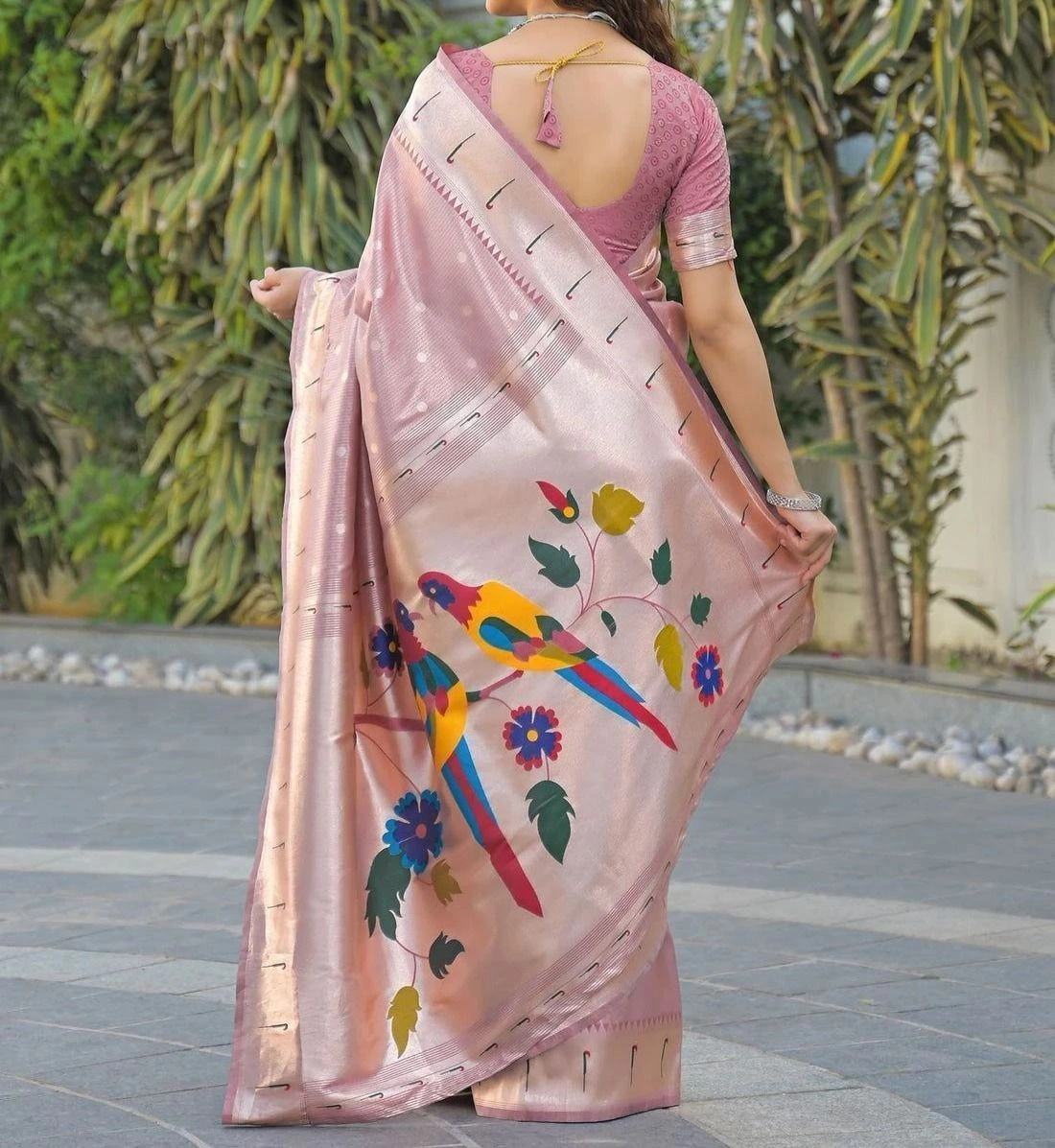 Tryloom Mauve Silk Woven Paithani Saree 7