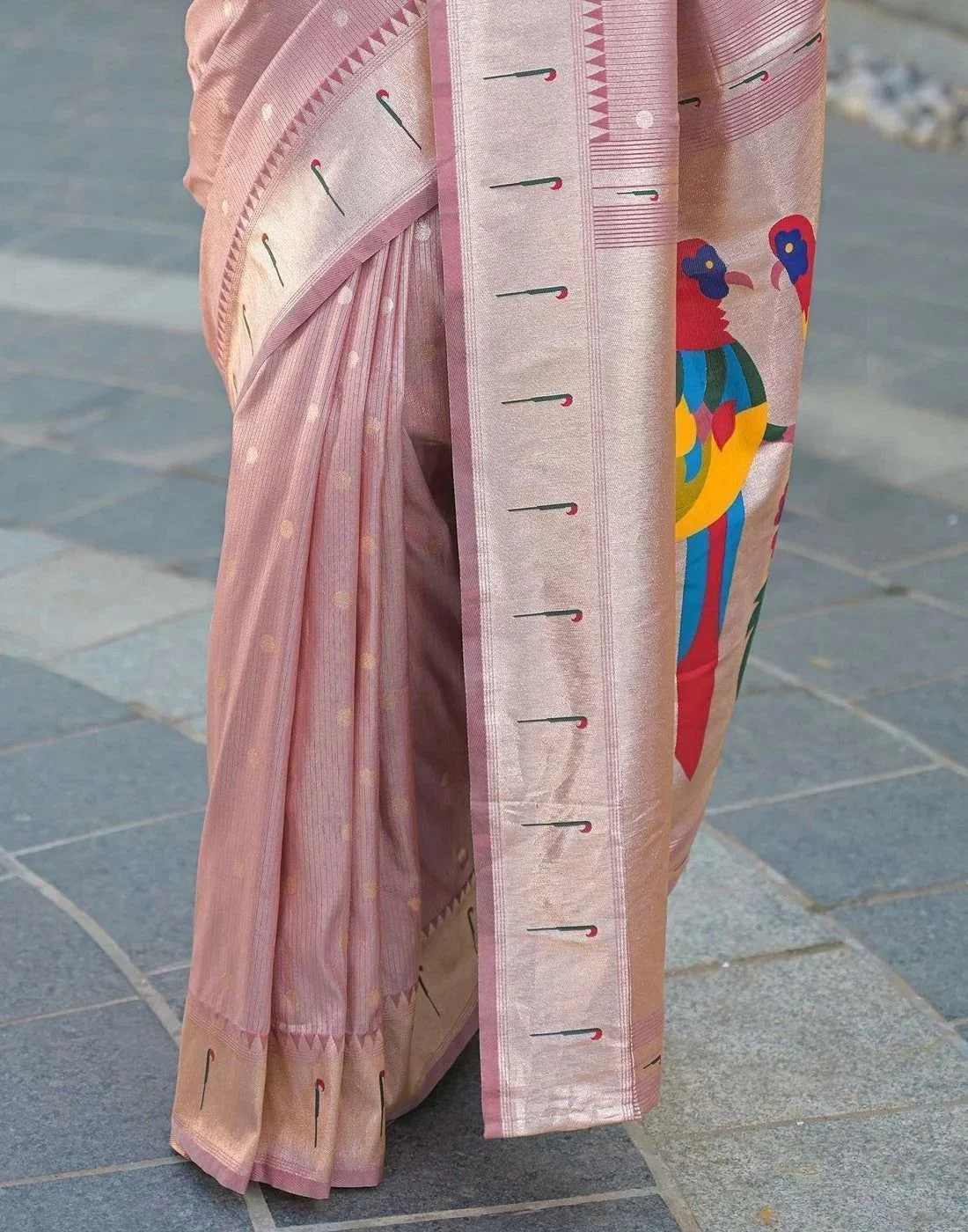 Tryloom Mauve Silk Woven Paithani Saree 11