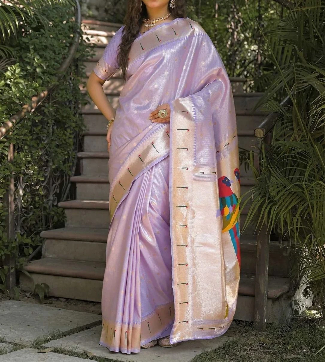 Tryloom Mauve Silk Woven Paithani Saree 5