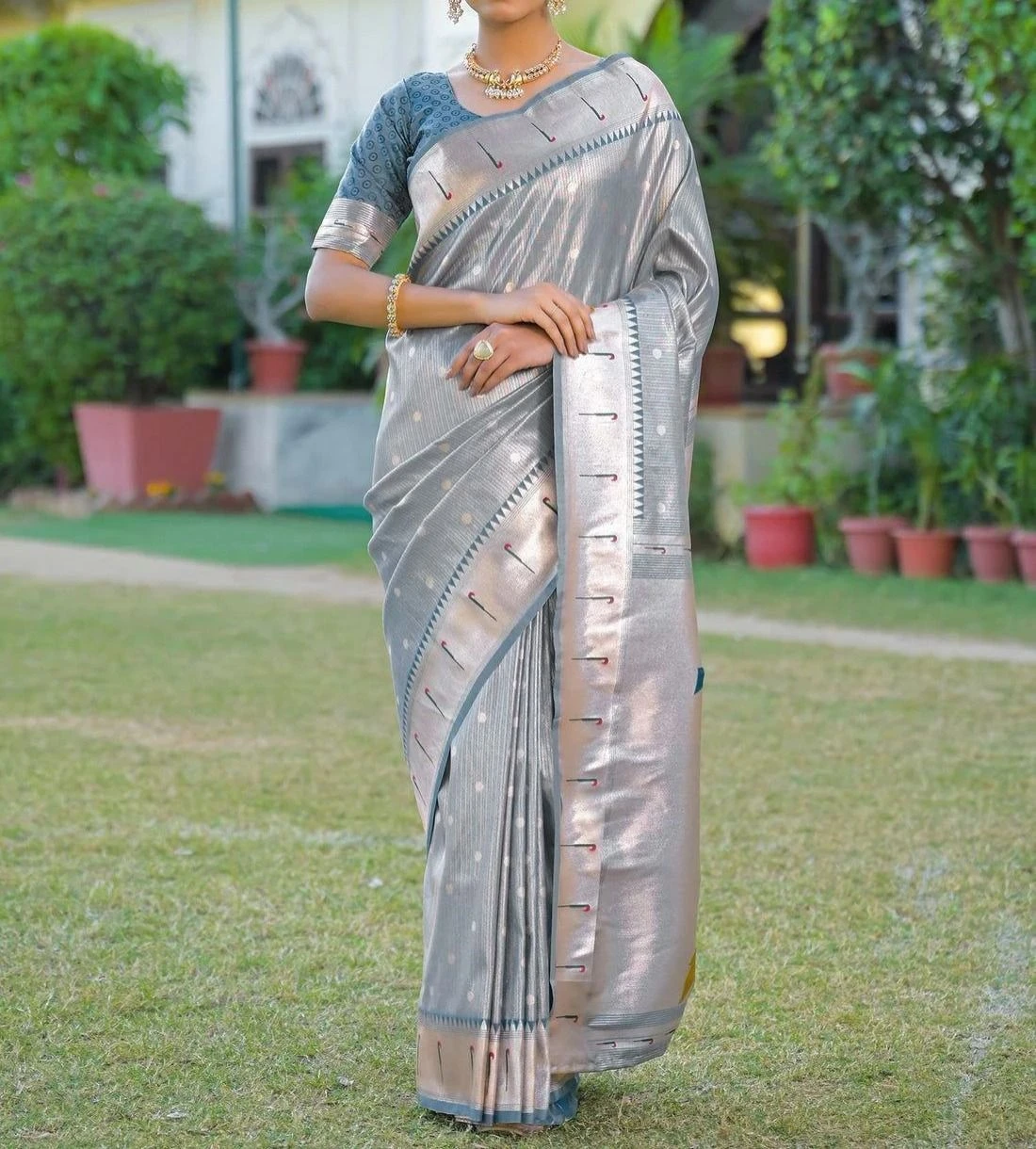 Tryloom Mauve Silk Woven Paithani Saree 4