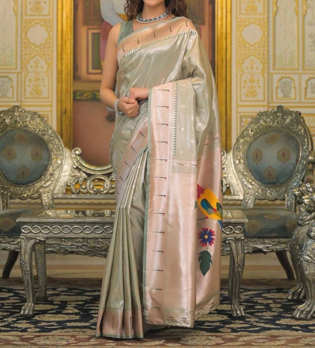 Tryloom Mauve Silk Woven Paithani Saree 2