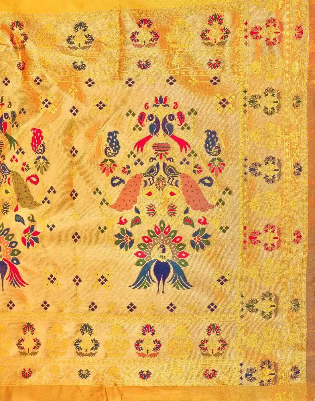 Tryloom Yellow Silk Woven Paithani Saree 7