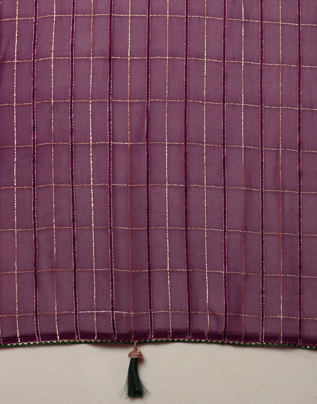 Tryloom Dark Purple Georgette Woven Zari Stripe Saree 5