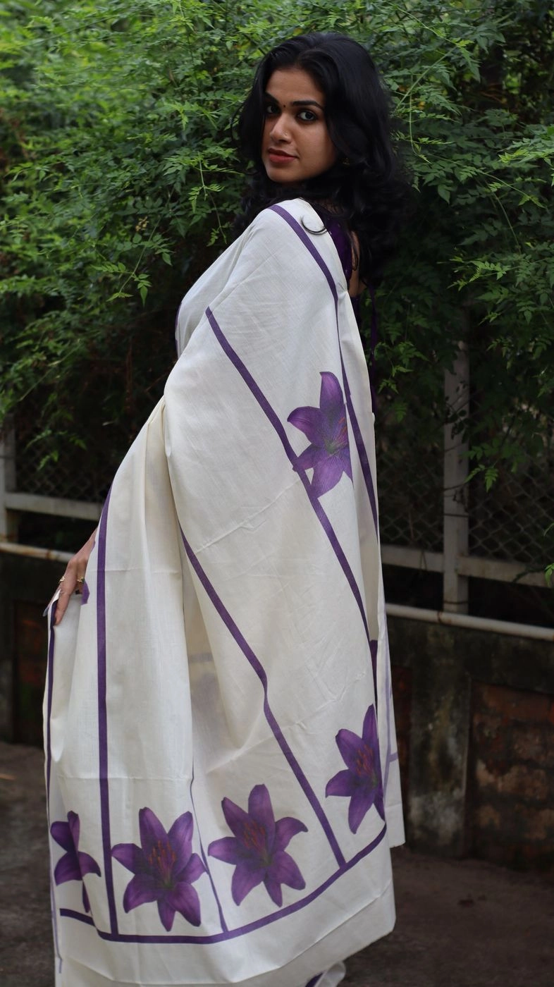 Tranding Tryloom Lavender Stripes Pure cotton digital printed 6