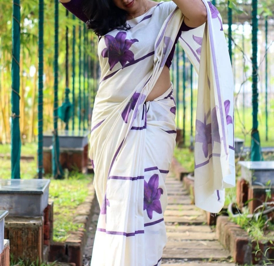 Tranding Tryloom Lavender Stripes Pure cotton digital printed 2