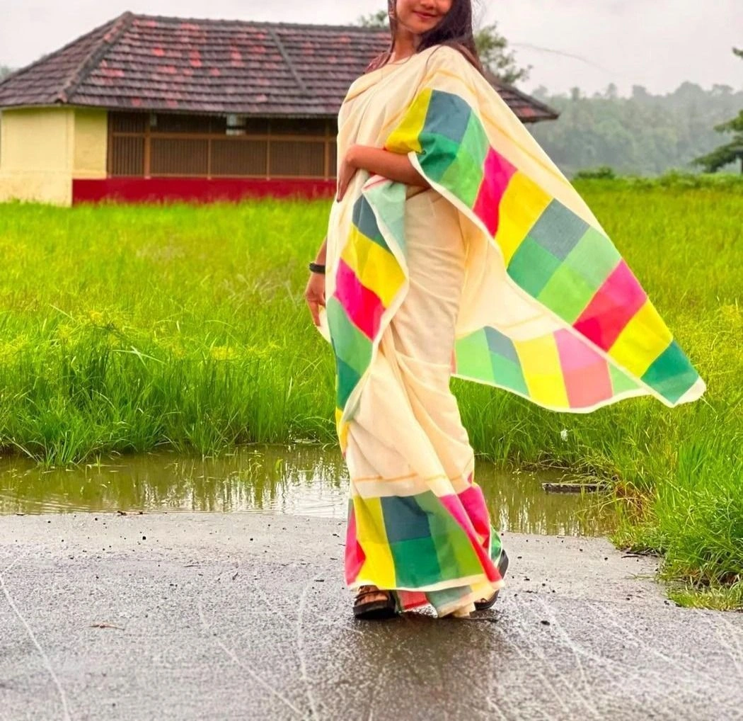 Trending Tryloom Madras Check Pure Cotton Digital Printed Saree. 10