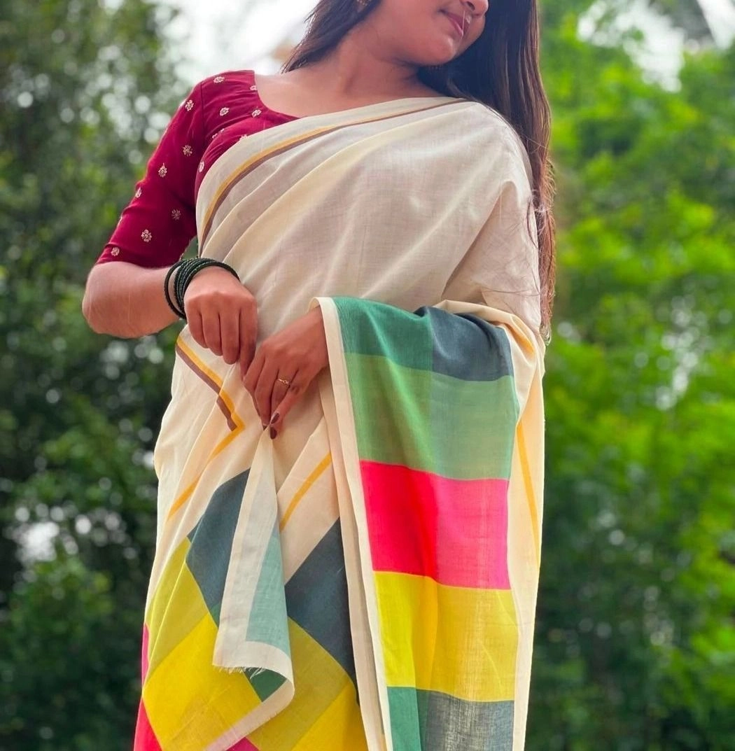 Trending Tryloom Madras Check Pure Cotton Digital Printed Saree. 9