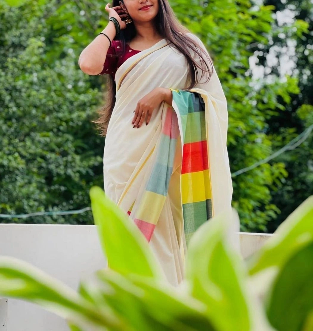 Trending Tryloom Madras Check Pure Cotton Digital Printed Saree. 2