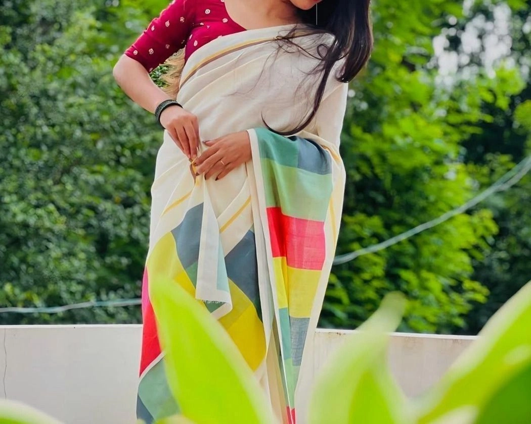 Trending Tryloom Madras Check Pure Cotton Digital Printed Saree. 1