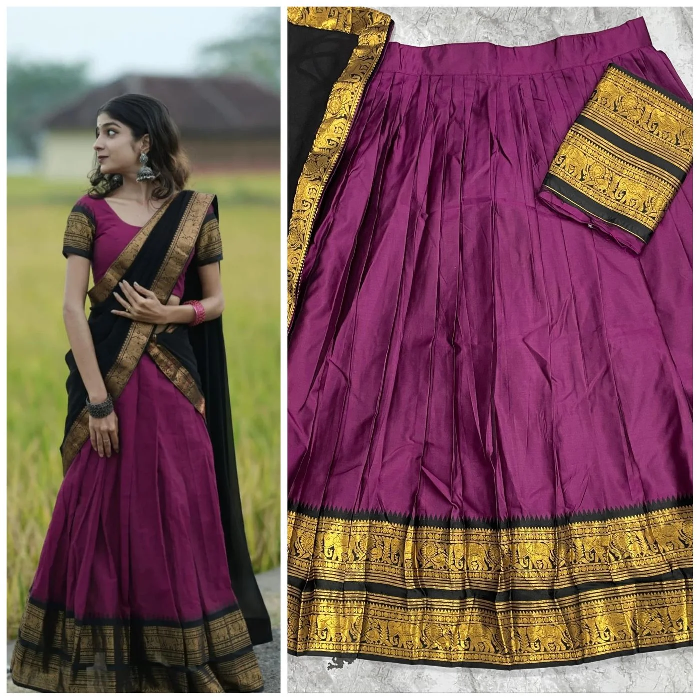 Tryloom Royal Orchid Kanjivaram Silk Lehenga Set | Premium Zari Weaving Designer Wedding & Festive Ethnic Wear