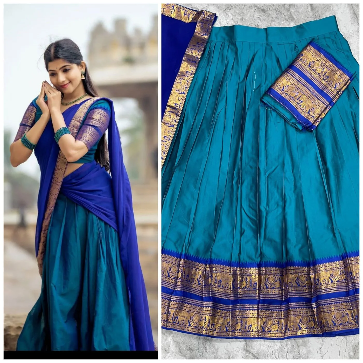Tryloom Royal Sapphire Kanjivaram Silk Lehenga Set | Premium Zari Weaving Designer Wedding & Festive Ethnic Wear