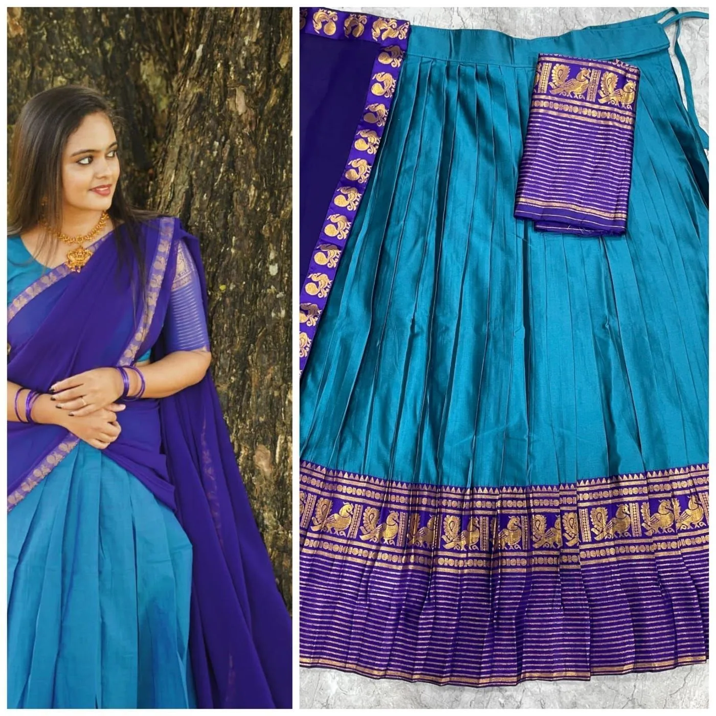 Tryloom Royal Peacock Kanjivaram Silk Lehenga Set | Premium Zari Weaving Designer Ethnic Wear | Wedding & Festive Collection 1
