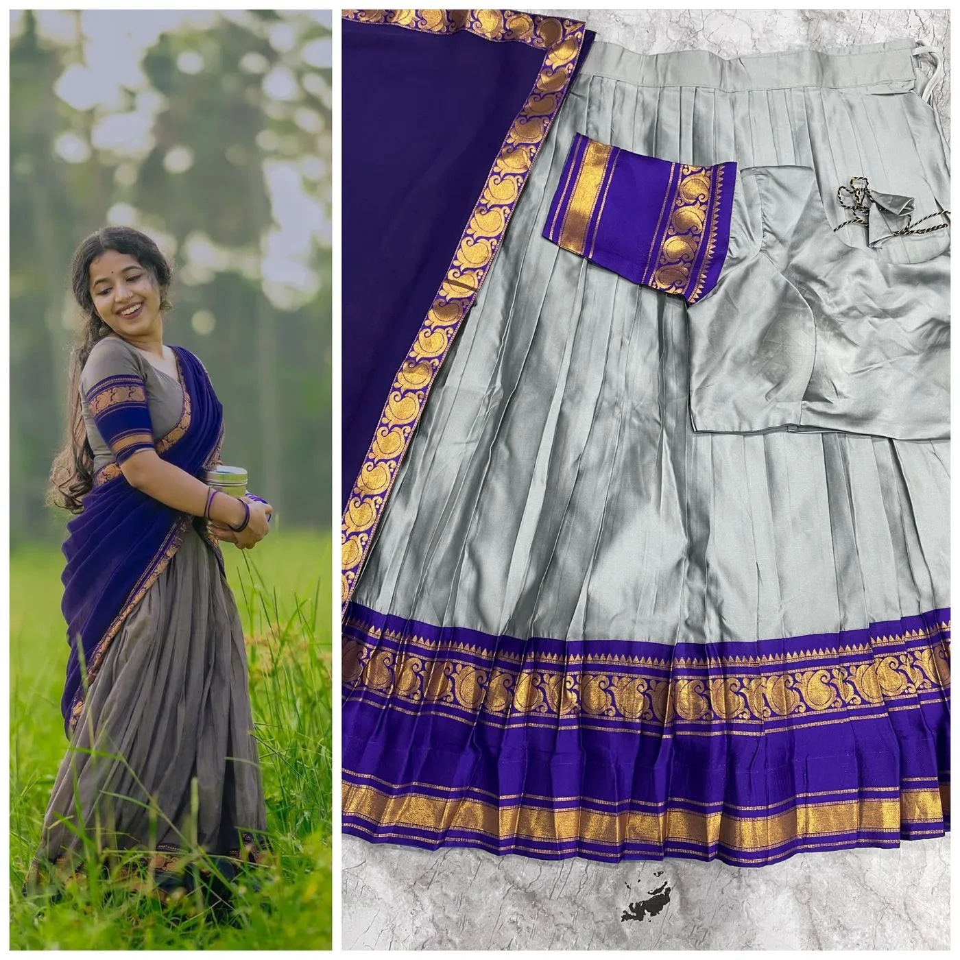 Tryloom Royal Amethyst Kanjivaram Silk Lehenga Set | Premium Zari Weaving Designer Ethnic Wear | Wedding & Festive Collection