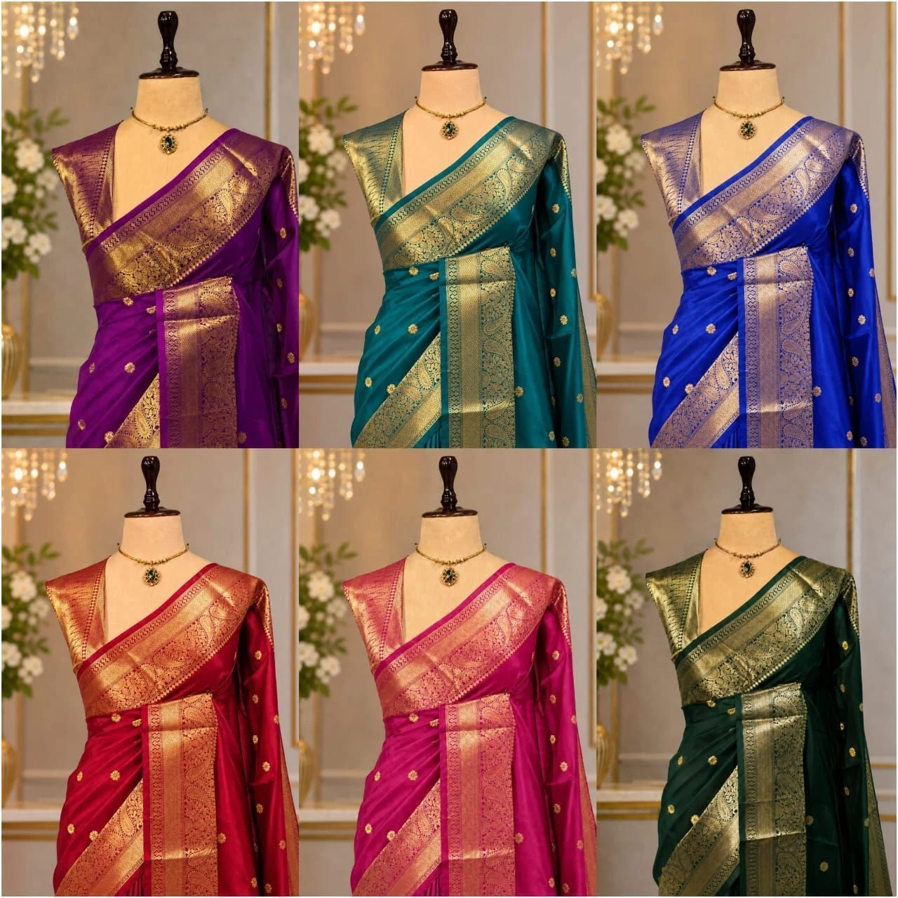 Tryloom Royal Semi Kanchivaram Silk Party Wear Saree – Premium Designer Pallu Wedding & Festive Saree for Women 1