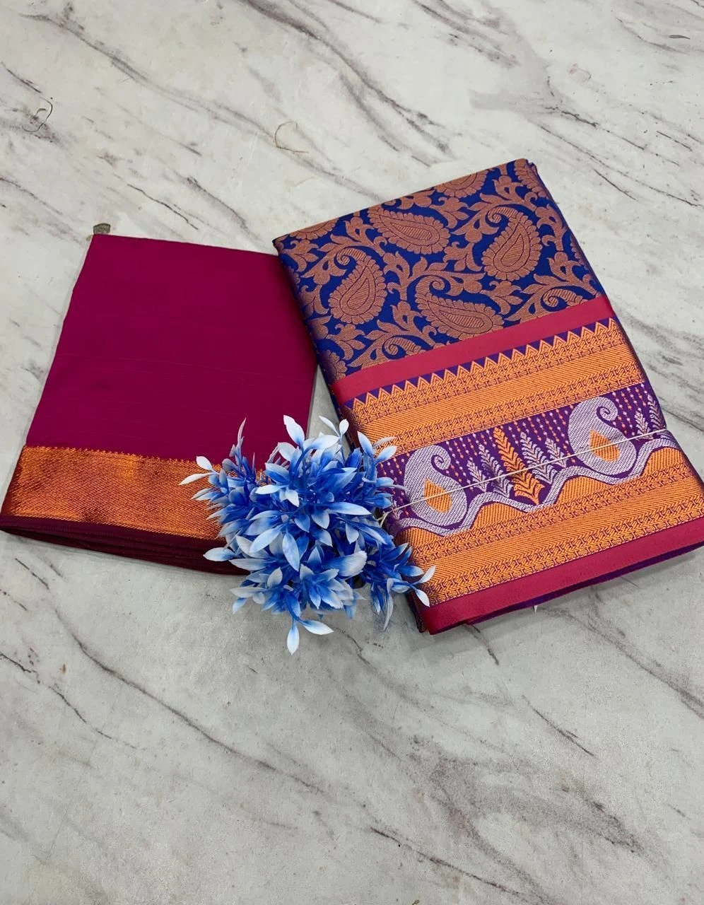 Tryloom Premium Jacquard Silk Pavadai Material with Contrast Blouse – Designer Ethnic Pattu Pavadai Set for Girls & Women 8