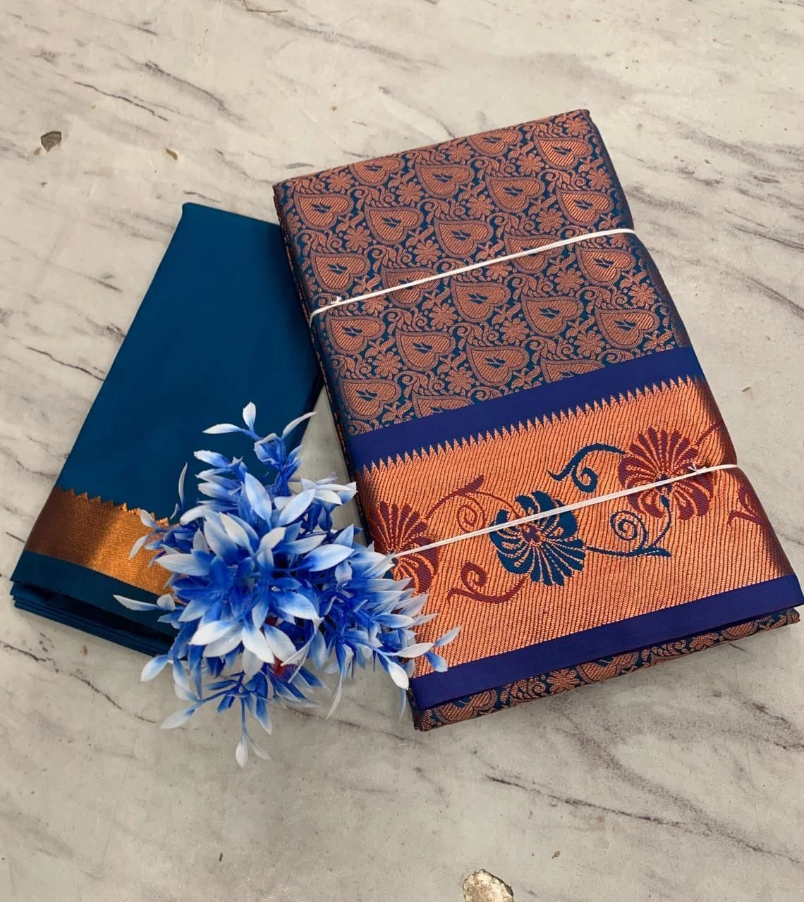 Tryloom Premium Jacquard Silk Pavadai Material with Contrast Blouse – Designer Ethnic Pattu Pavadai Set for Girls & Women 9
