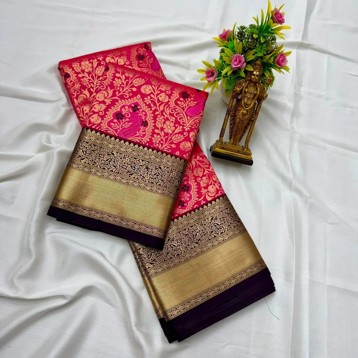Tryloom Royal Electronic Jacquard Meena Work Saree – Premium Copper Zari Designer Silk Saree with Rich Pallu 7