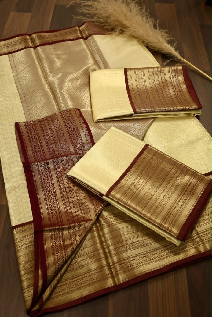 Tryloom Banarasi Semi Katan Soft Silk Saree – Premium Mango Booti Zari Weave with Designer Rich Pallu & Brocade Blouse 2