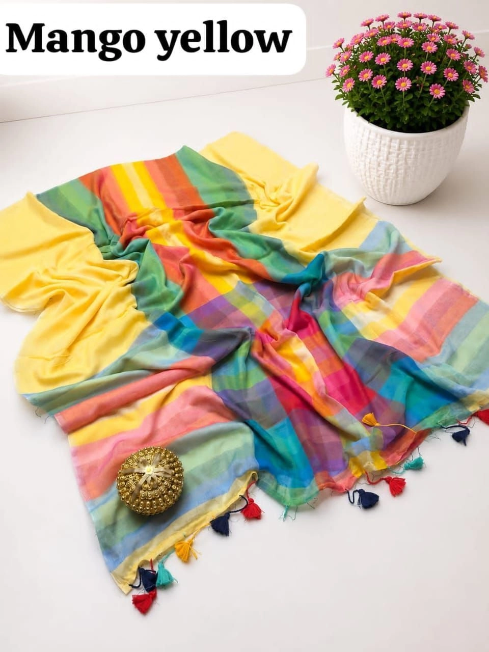 Tryloom Premium Slub Khadi Cotton Multi-Colour Checked Saree – Soft Lightweight Designer Casual & Festive Wear Saree 9