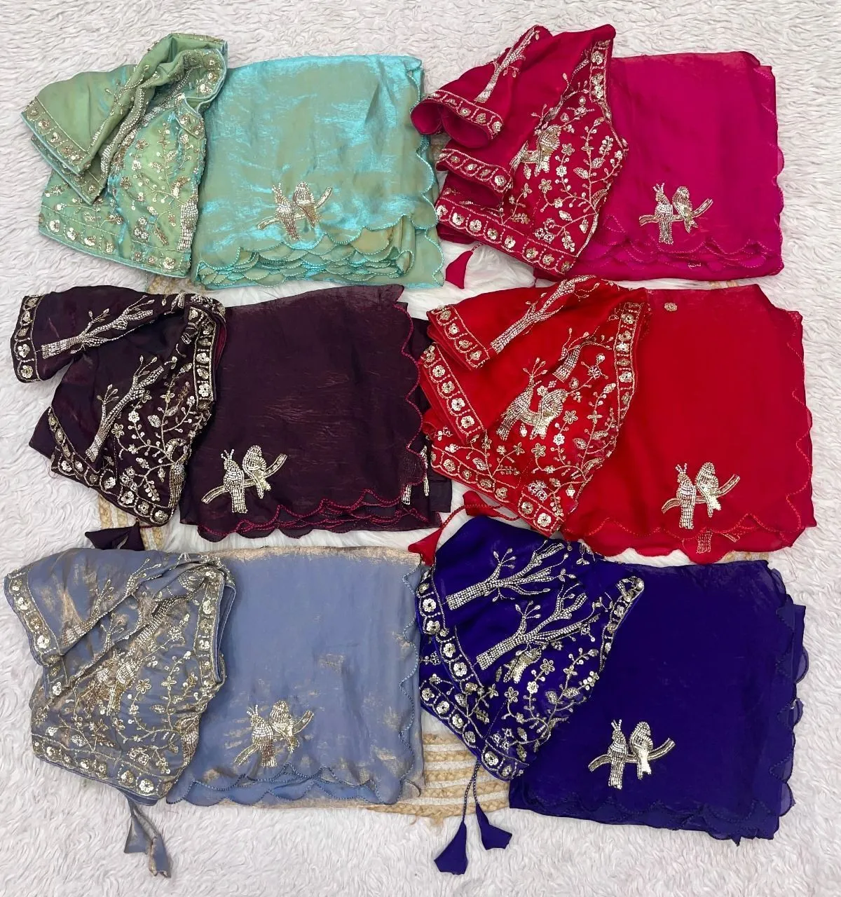 Tryloom Koyal Designer Pure Soft Fandy Satin Silk Saree | Handwork Cutwork Border Party Wear Saree with Stitched Blouse 6
