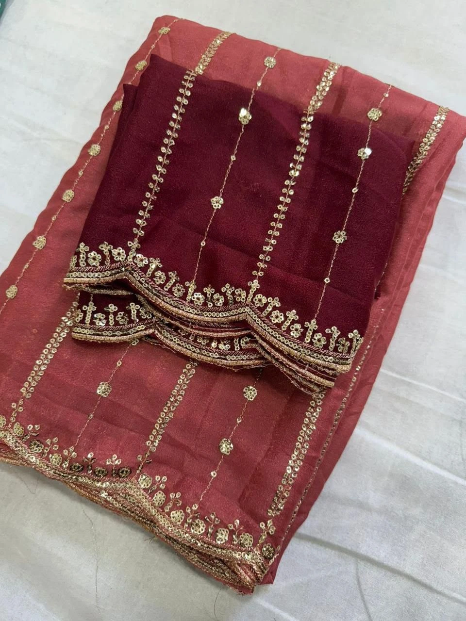 Tryloom Royal Star Georgette Sequence Work Saree | Premium Party Wear Designer Saree with Contrast Running Blouse 3
