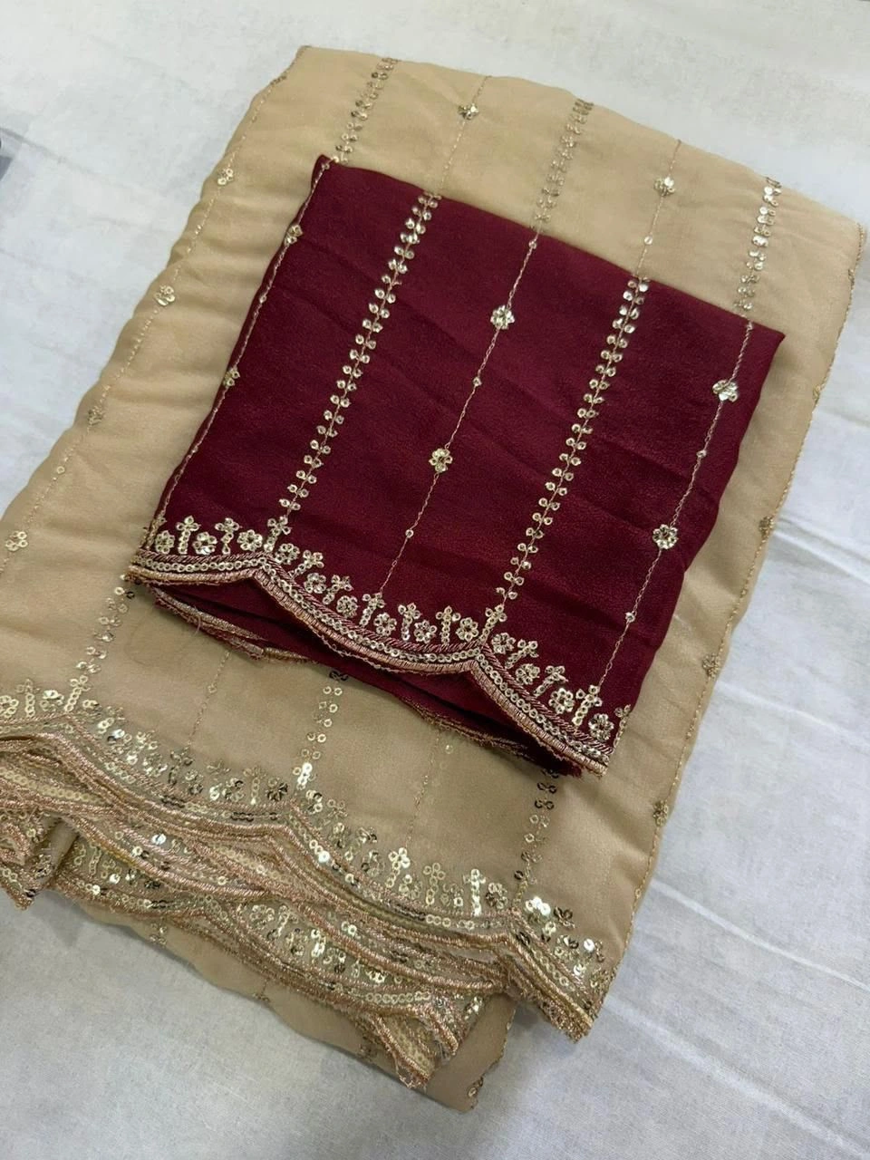 Tryloom Royal Star Georgette Sequence Work Saree | Premium Party Wear Designer Saree with Contrast Running Blouse 5