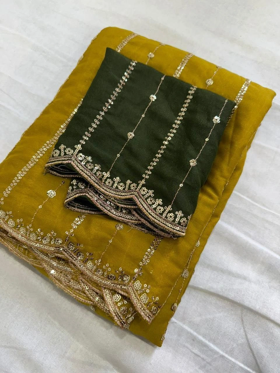 Tryloom Royal Star Georgette Sequence Work Saree | Premium Party Wear Designer Saree with Contrast Running Blouse 6
