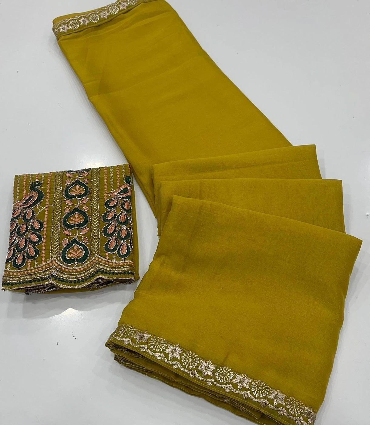 Tryloom Royal Satin Space Silk Embroidered Saree | Premium Sequins Work Designer Party Wear Saree with Heavy Embroidered Blouse 1