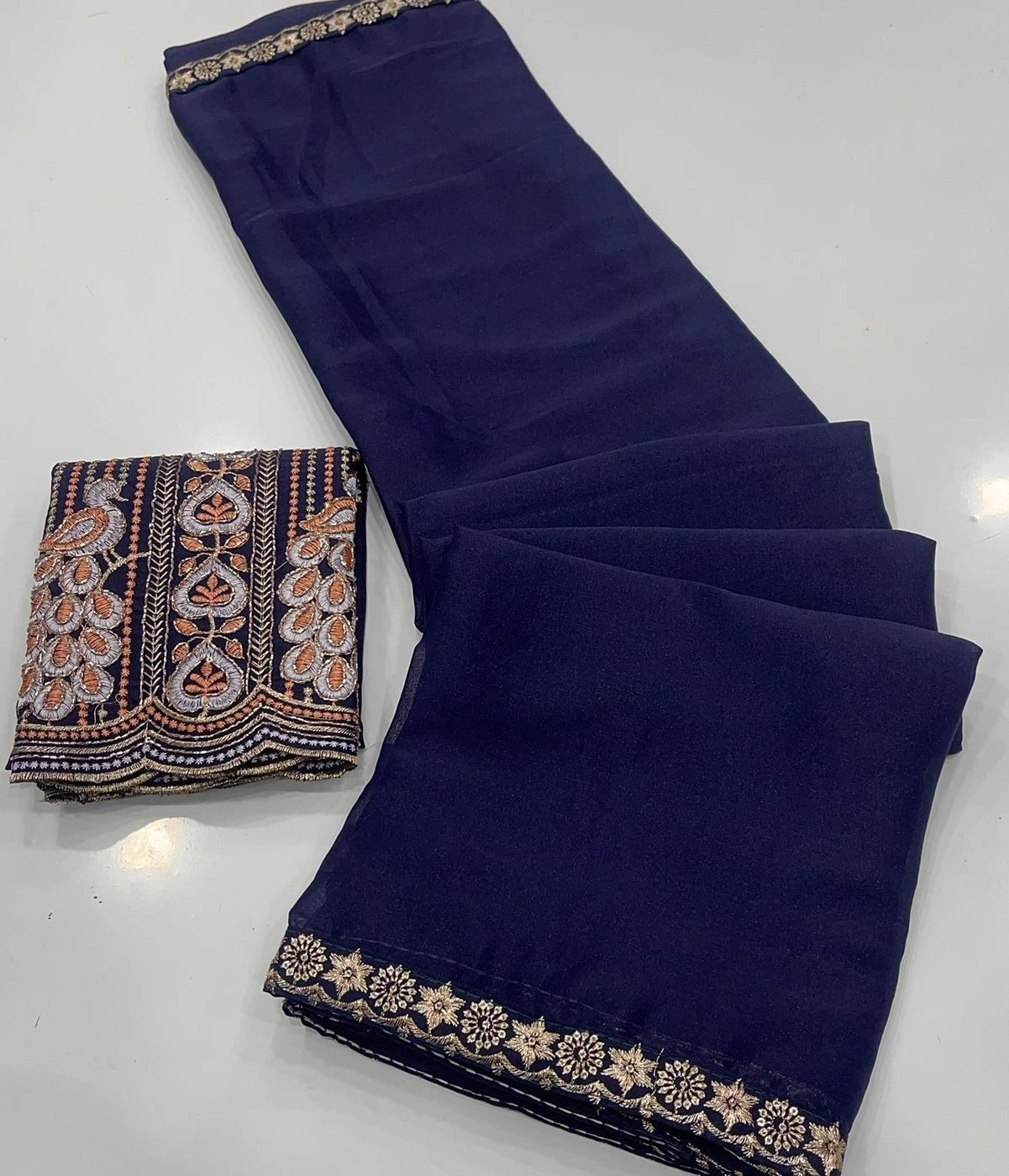 Tryloom Royal Satin Space Silk Embroidered Saree | Premium Sequins Work Designer Party Wear Saree with Heavy Embroidered Blouse 3