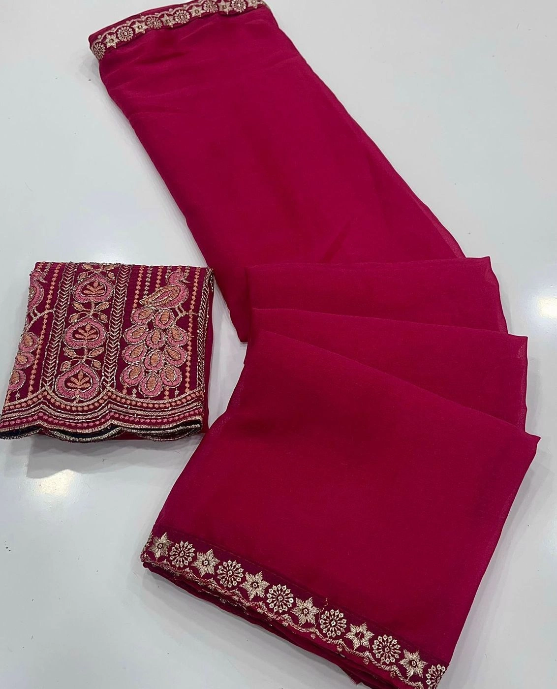 Tryloom Royal Satin Space Silk Embroidered Saree | Premium Sequins Work Designer Party Wear Saree with Heavy Embroidered Blouse 4