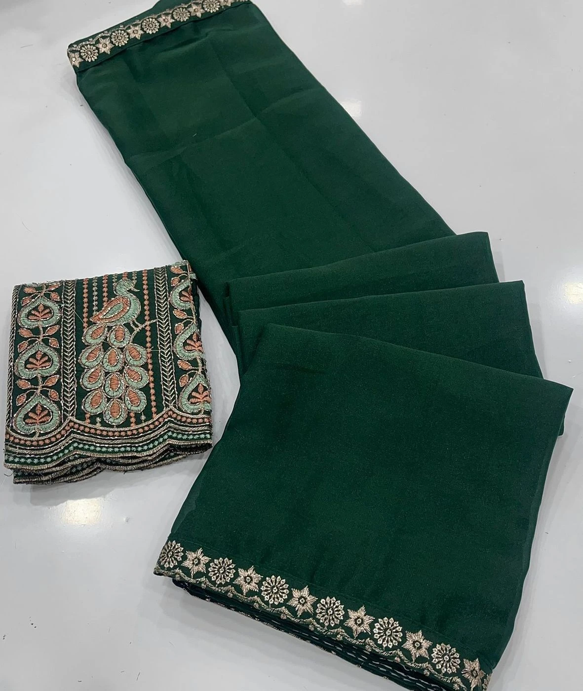 Tryloom Royal Satin Space Silk Embroidered Saree | Premium Sequins Work Designer Party Wear Saree with Heavy Embroidered Blouse 6