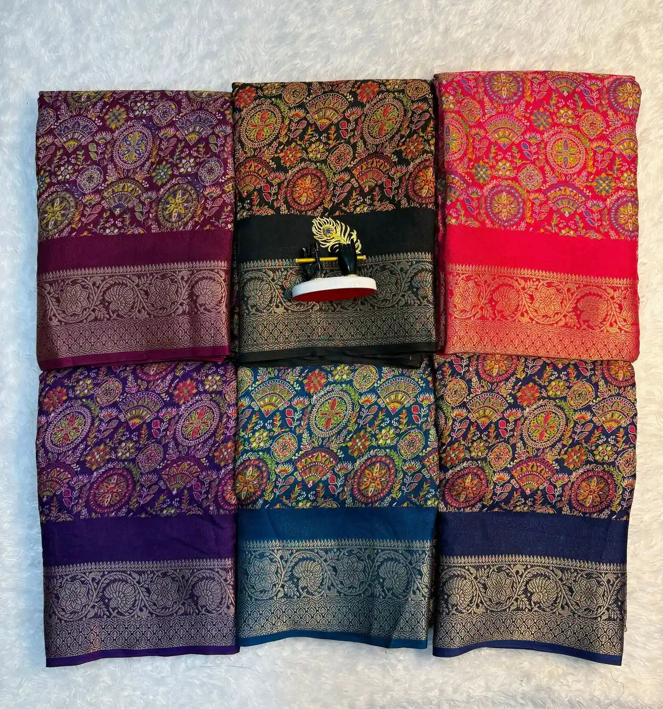 Tryloom Royal Ajarakh Georgette Silk Saree | Premium Washable Designer Office & Festive Wear Saree with Matching Blouse 7