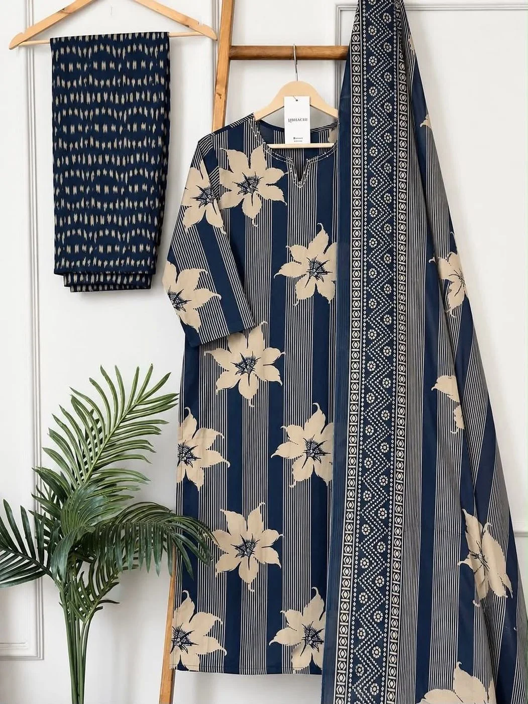 Tryloom Blossom Grace Premium Cotton 3-Piece Kurta Set | Hand Work Straight Kurti with Malmal Dupatta | Designer Ethnic Wear for Women 1