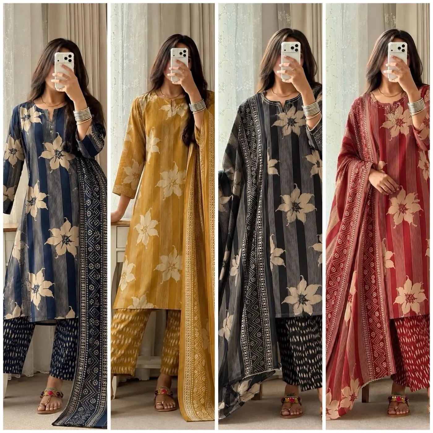 Tryloom Blossom Grace Premium Cotton 3-Piece Kurta Set | Hand Work Straight Kurti with Malmal Dupatta | Designer Ethnic Wear for Women 10