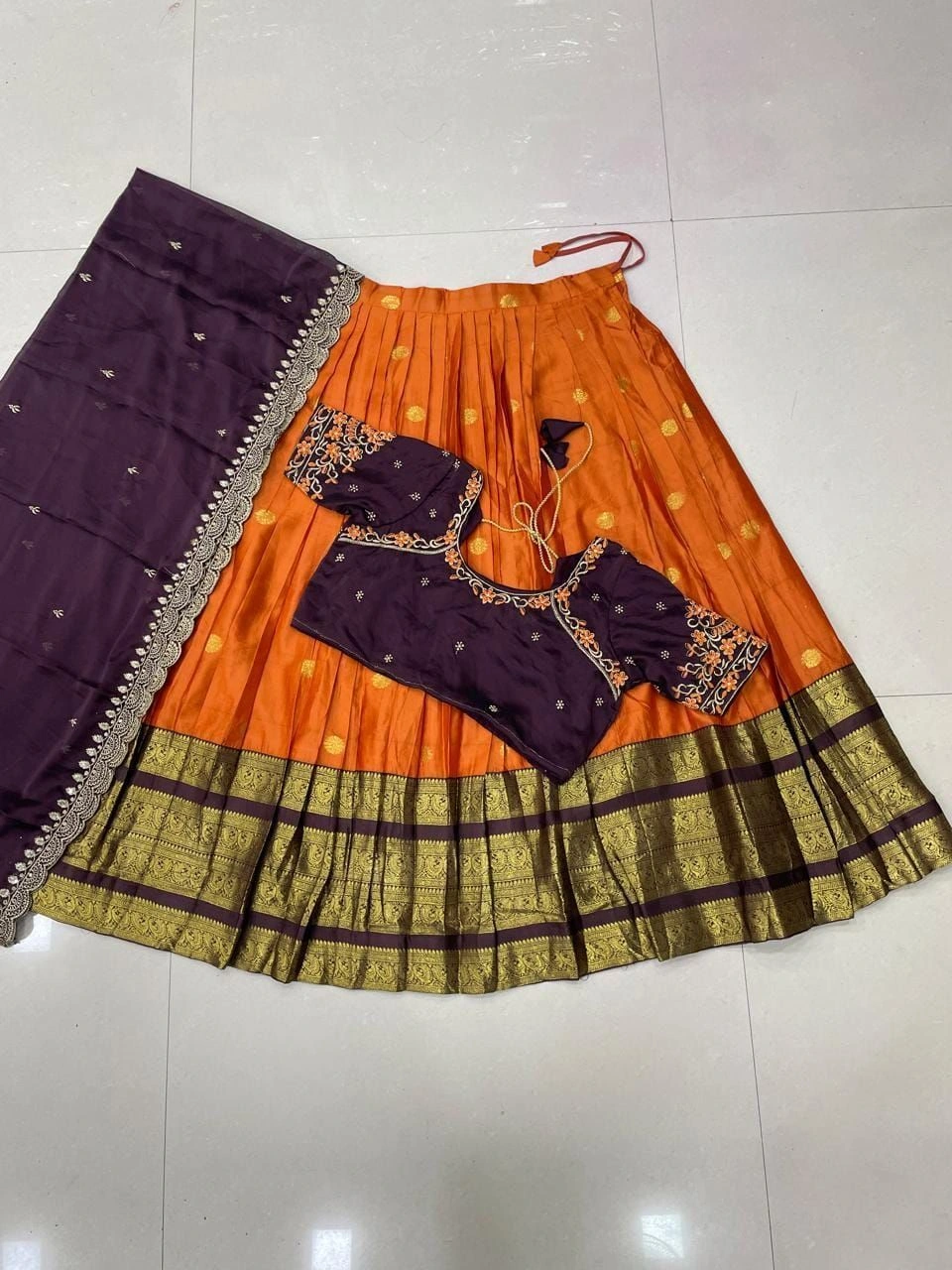 Royal Kanjivaram Silk Designer Lehenga Set | Premium Bridal & Festive Embroidered Lehenga with Maggam Work Blouse 4