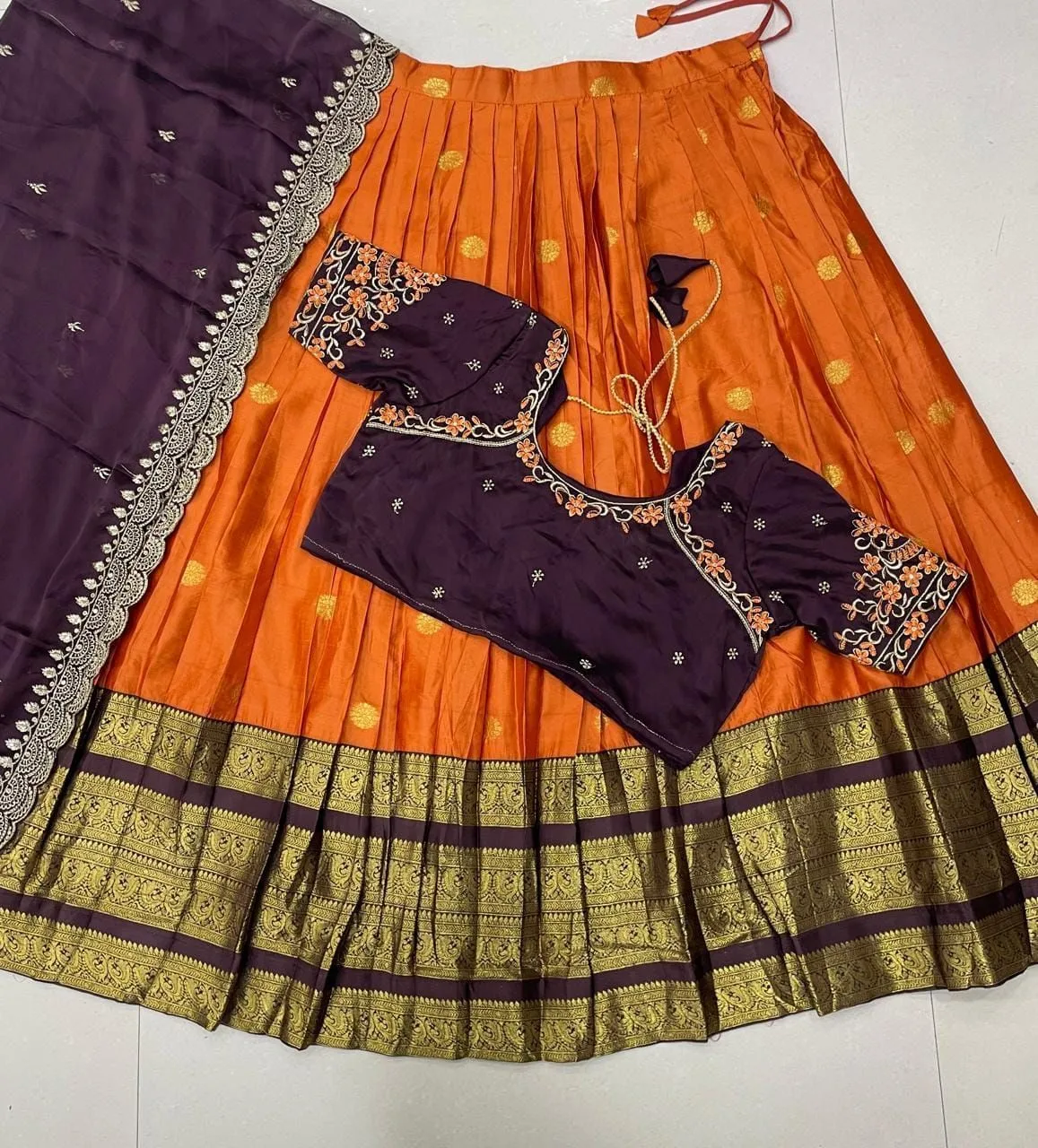 Royal Kanjivaram Silk Designer Lehenga Set | Premium Bridal & Festive Embroidered Lehenga with Maggam Work Blouse 5