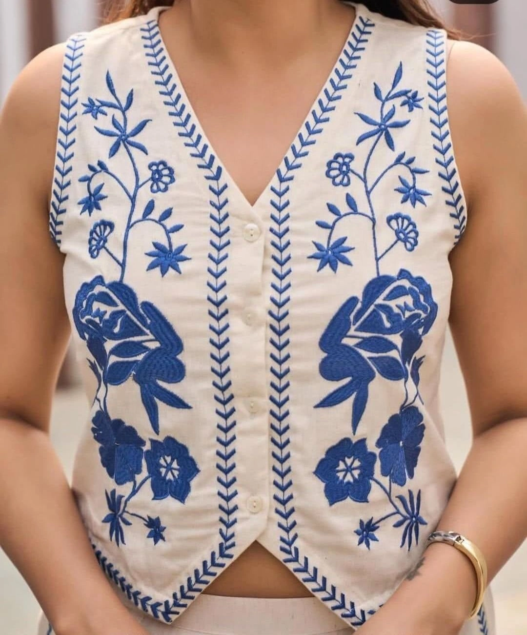 Tryloom Azure Bloom Premium Cotton Flex Co-Ord Set | Designer Embroidered Top & Pant for Women 5